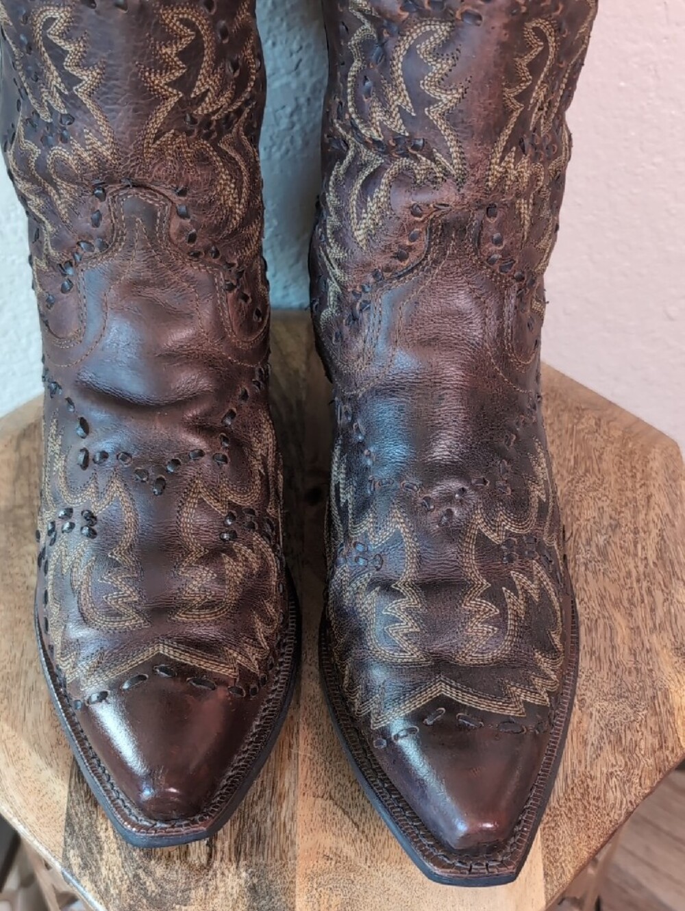 Men's Laredo Brown Leather Midnight Rider Western Cowboy Boots - Picture 6 of 11